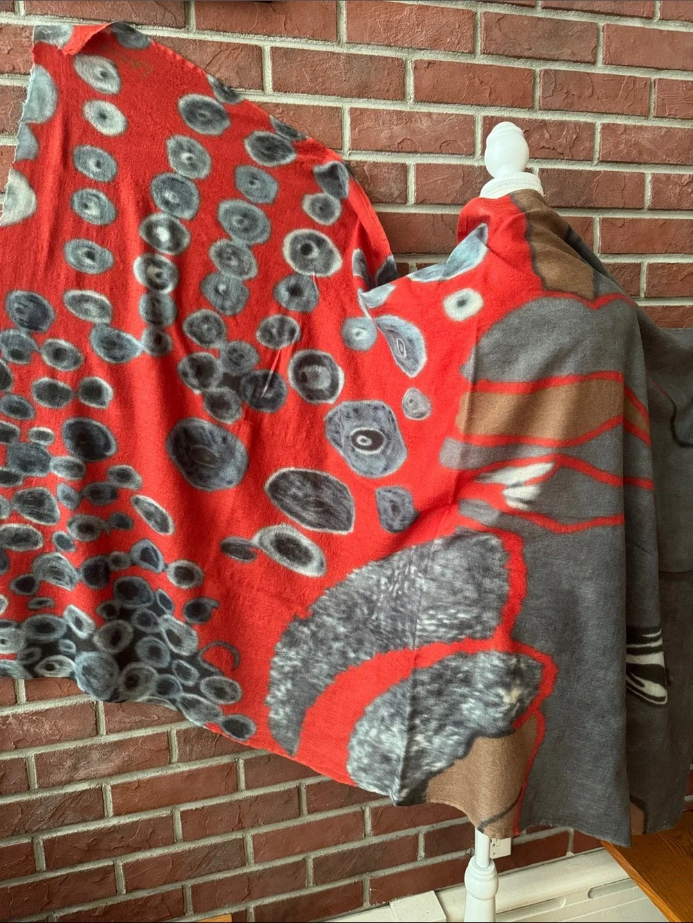 Rhino Klimnt LALELA Wool Cashmere Silk Unique Art Shawl Signed Scarf 38”x68”NWOT